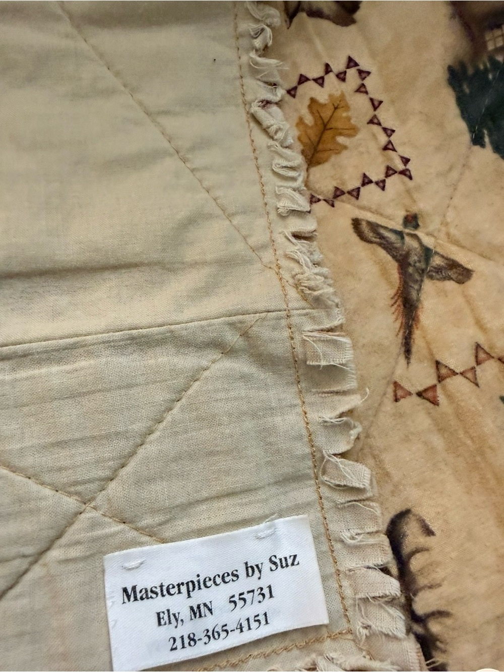 Wildlife Tan 47” X 71” Handmade Quilt - Picture 10 of 12